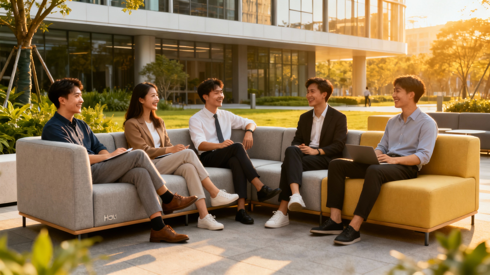 Сотрудники отдыхают на мебели Terra Elite в кампусе Tencent